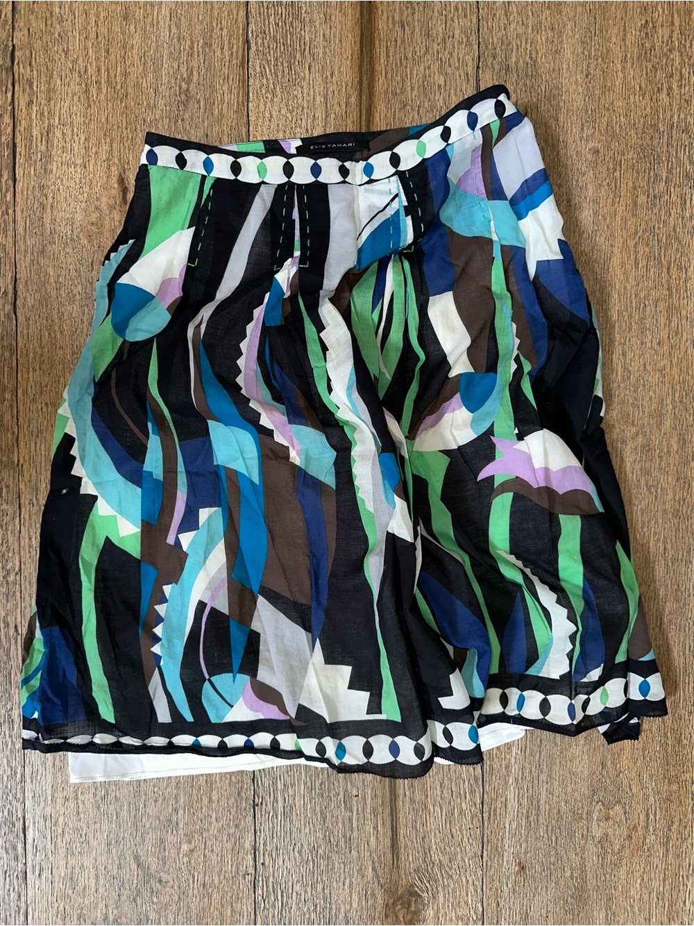 Elie Tahari Abstract Geometric Printed A-Line Skirt